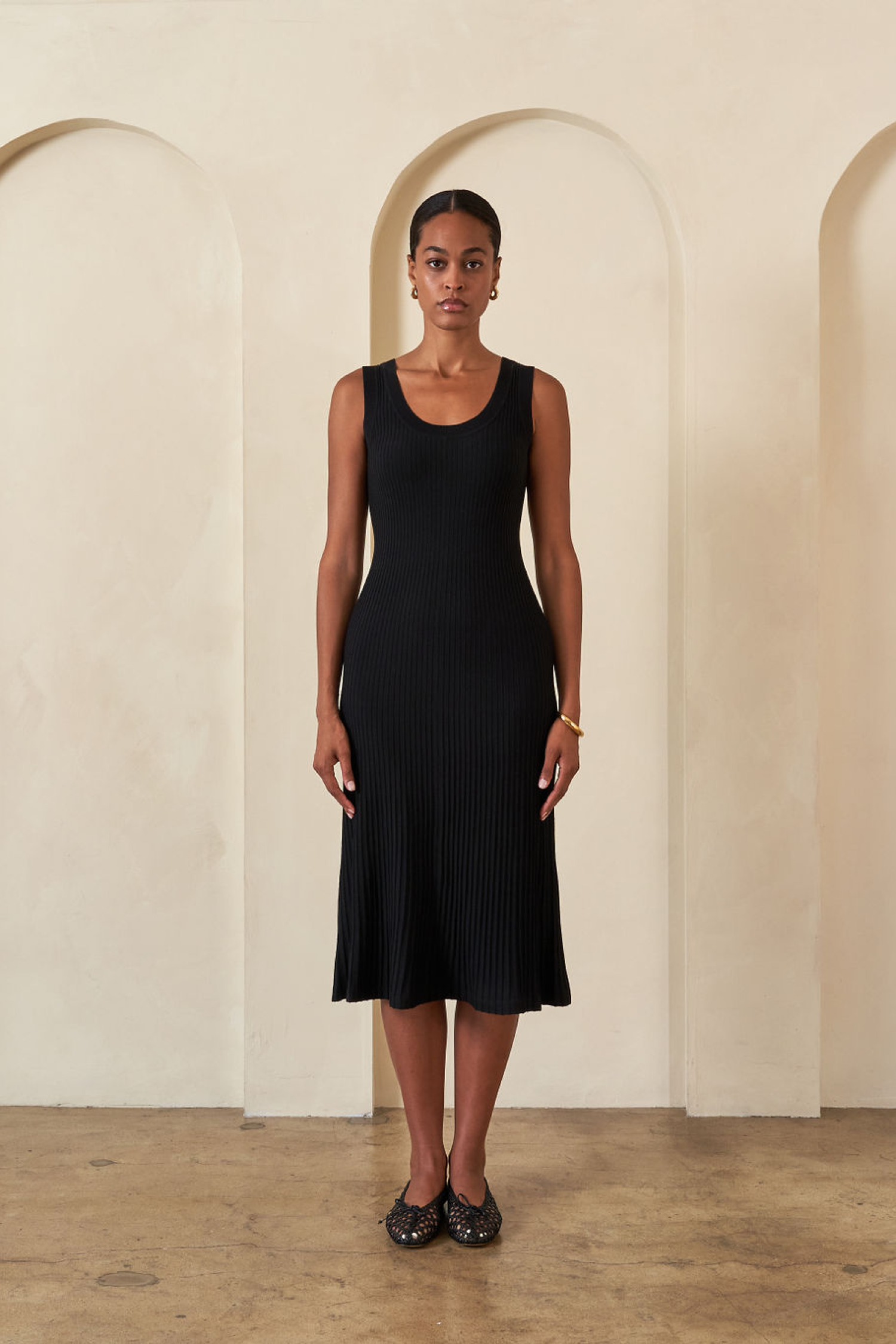WINNIE-LS-ASHAPE-DRESS - BLACK