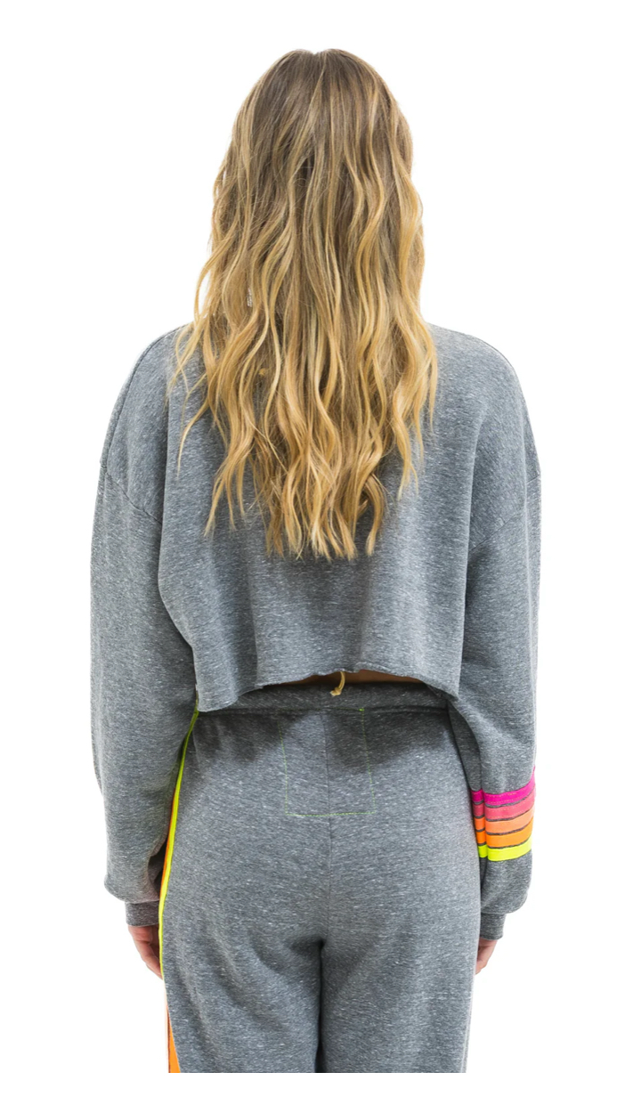 Rugby Stitch Cropped Crew Sweatshirt