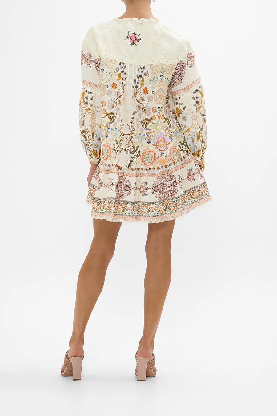 Pintuck Yoke Short Dress