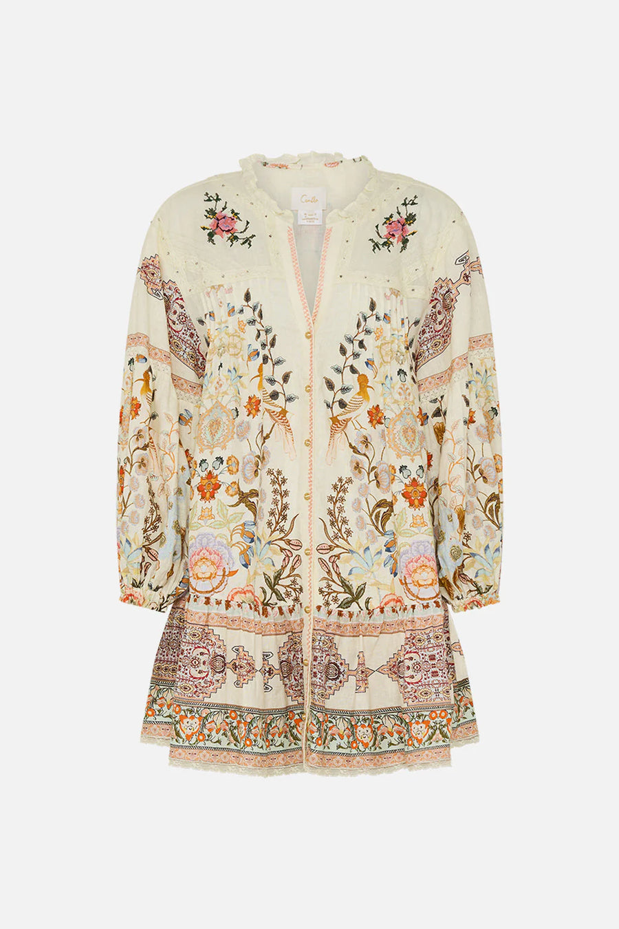 Pintuck Yoke Short Dress