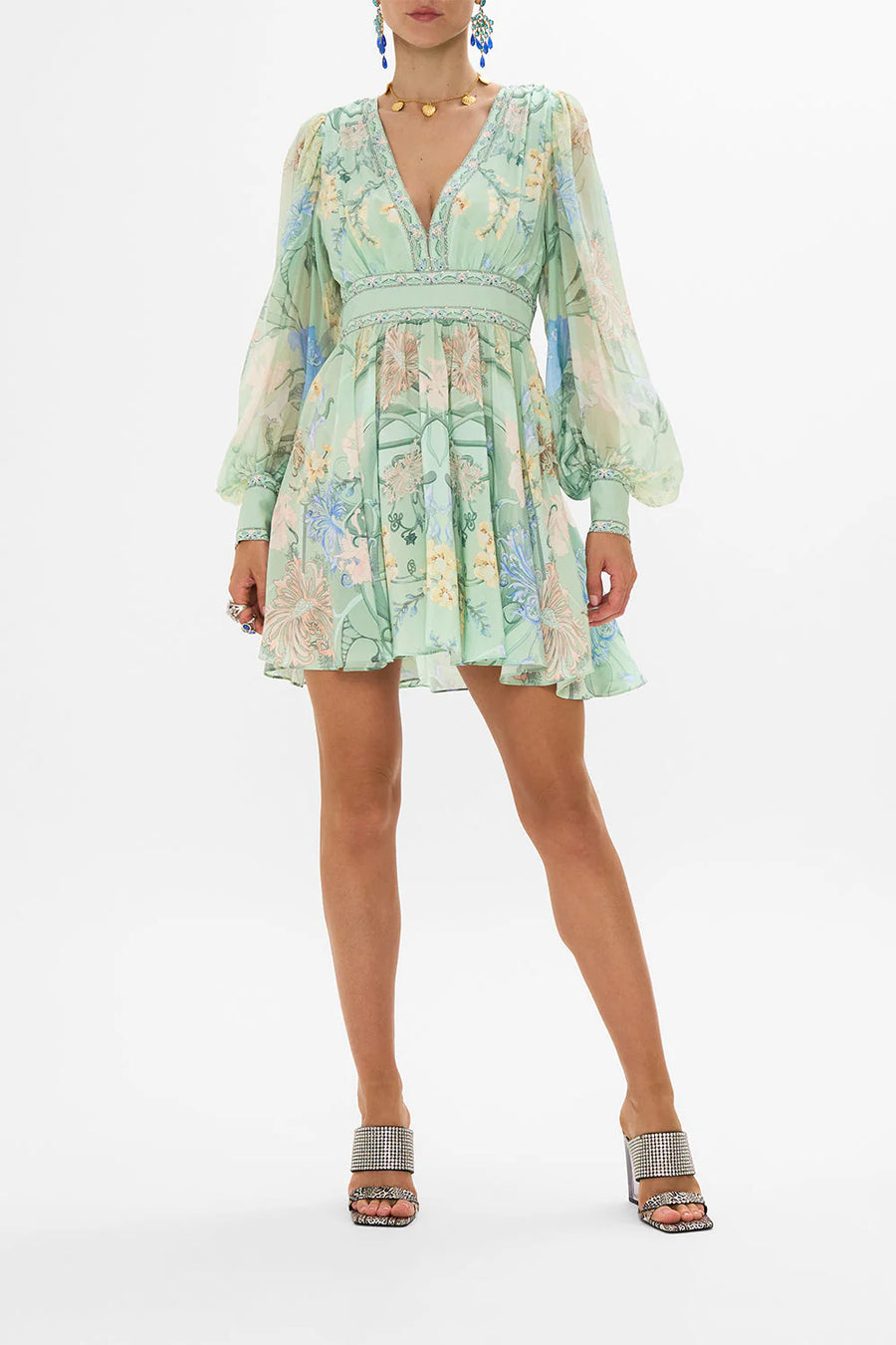 Short Dress with Blouson Sleeve