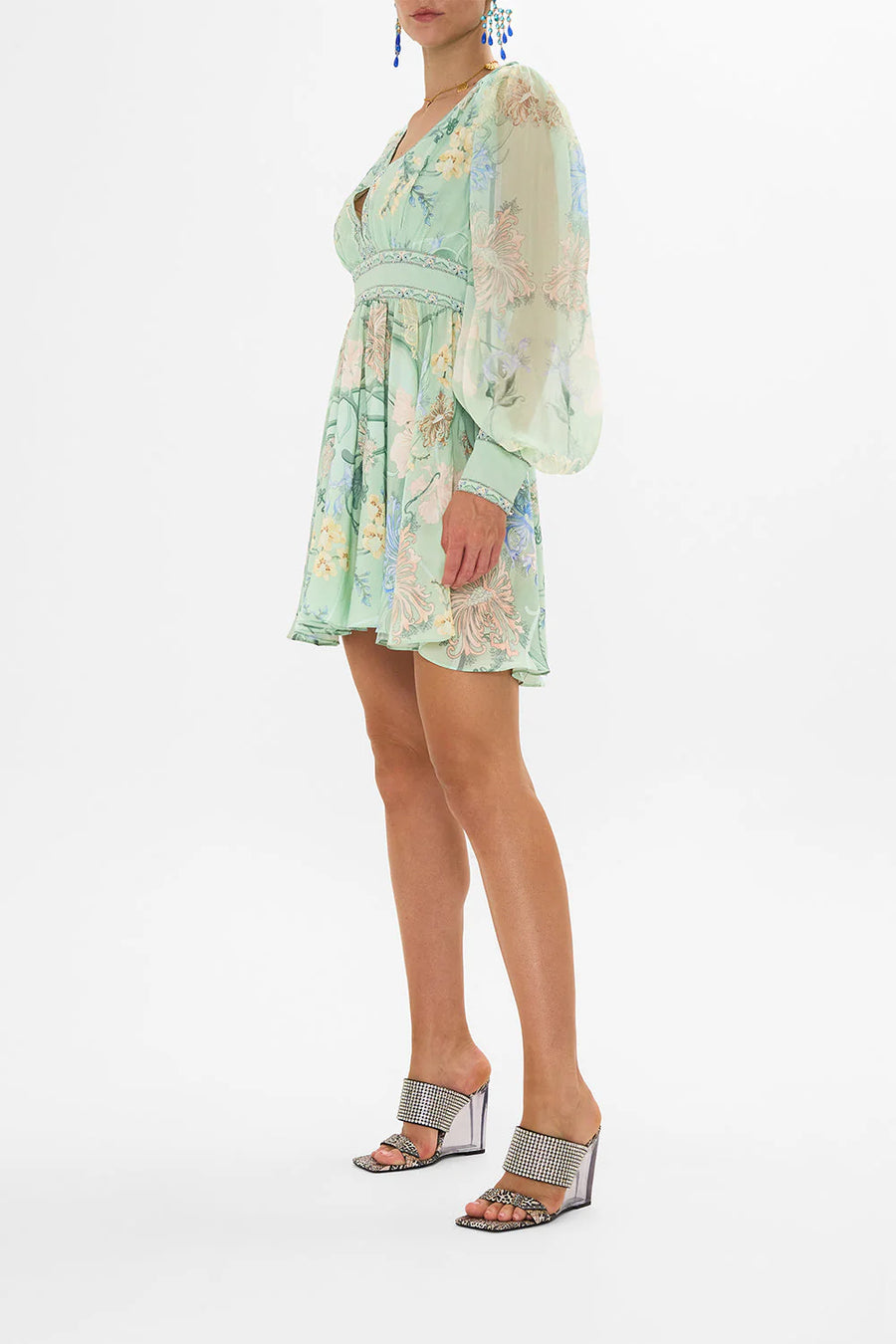 Short Dress with Blouson Sleeve