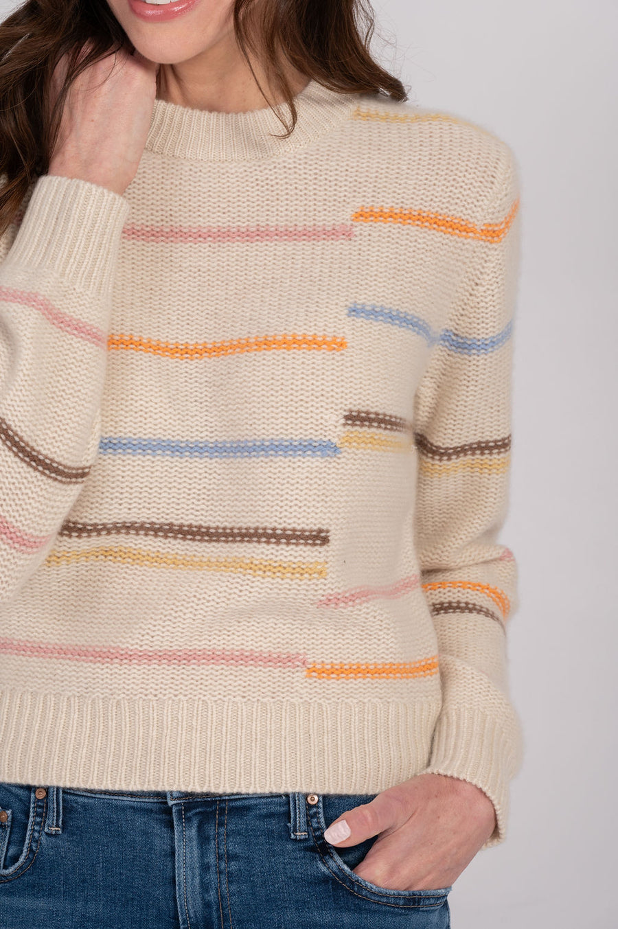 Cashmere Broken Stripe Crew