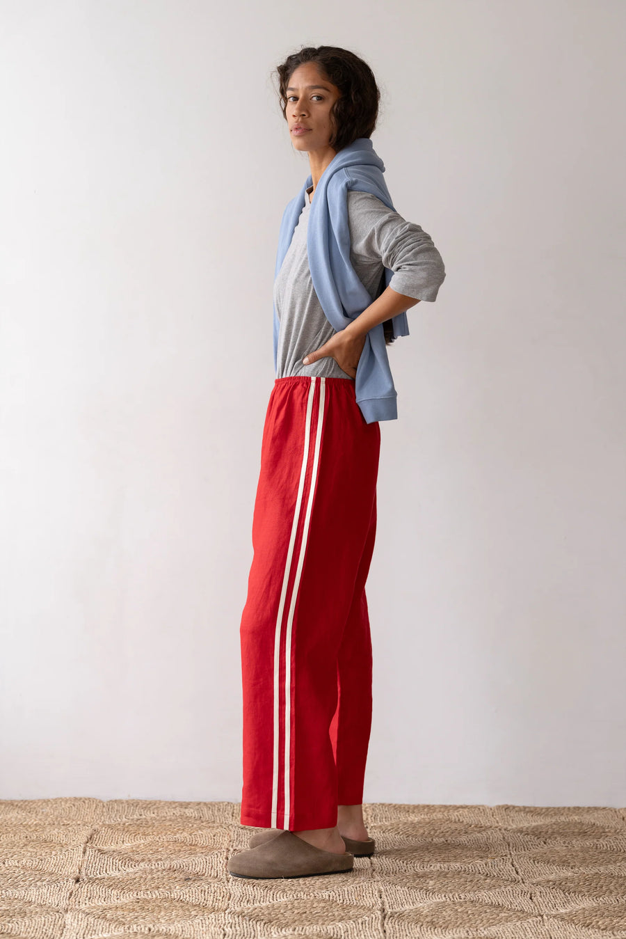 The Linen Crop Racer Stripe Pant