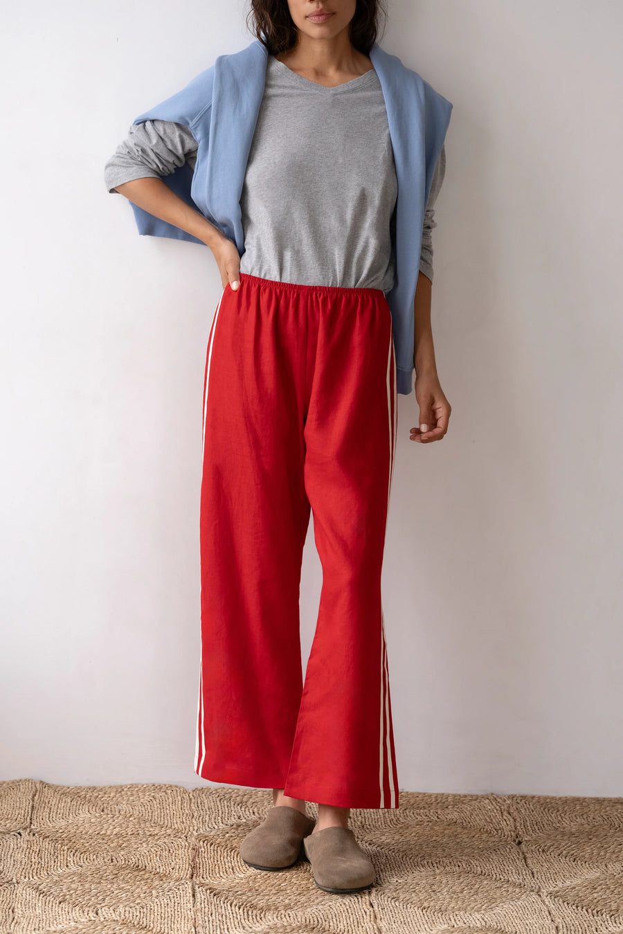 The Linen Crop Racer Stripe Pant