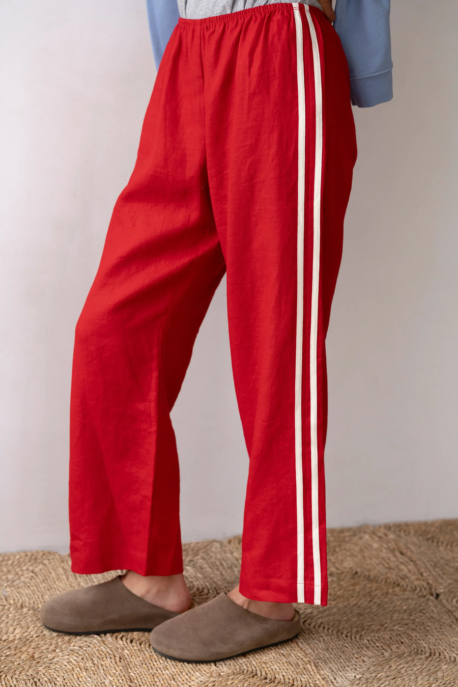 The Linen Crop Racer Stripe Pant