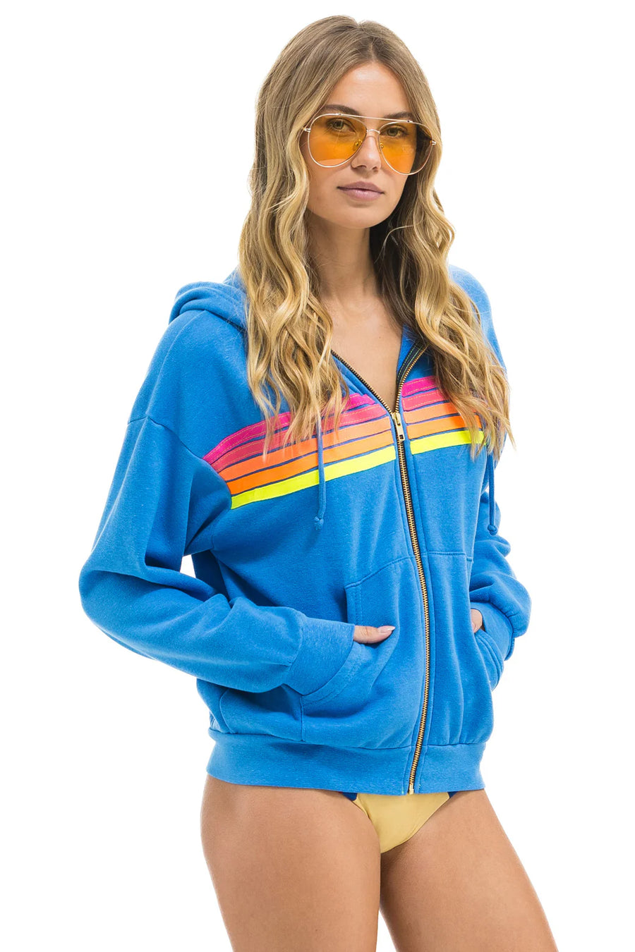 5 Stripe Zip Relaxed Hoodie