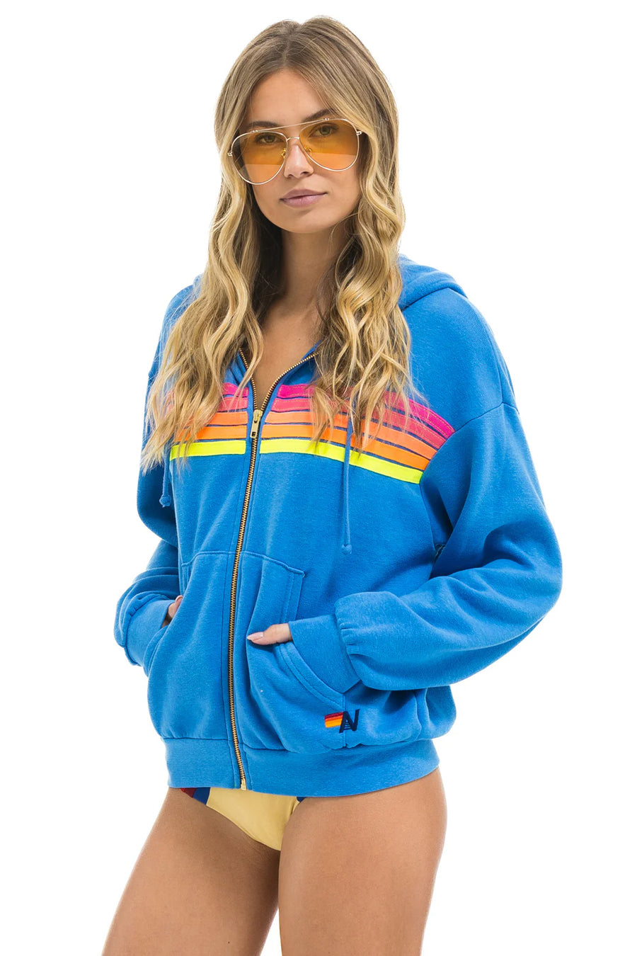 5 Stripe Zip Relaxed Hoodie