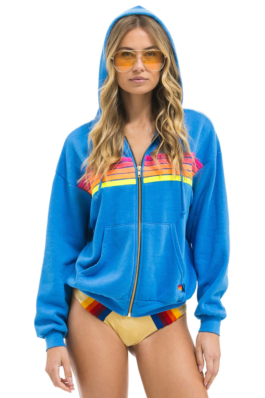 5 Stripe Zip Relaxed Hoodie