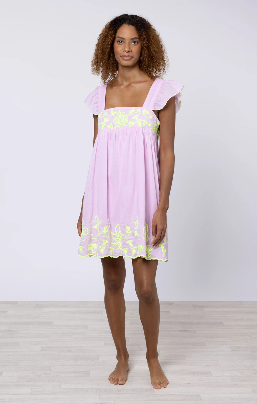 Babydoll Dress W/ Butterfly Embroidery