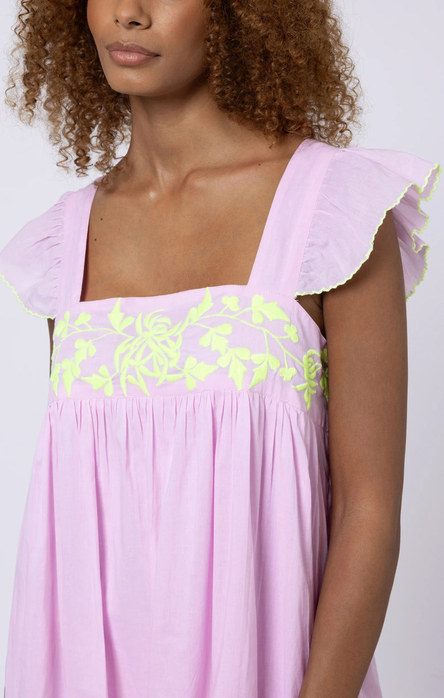 Babydoll Dress W/ Butterfly Embroidery