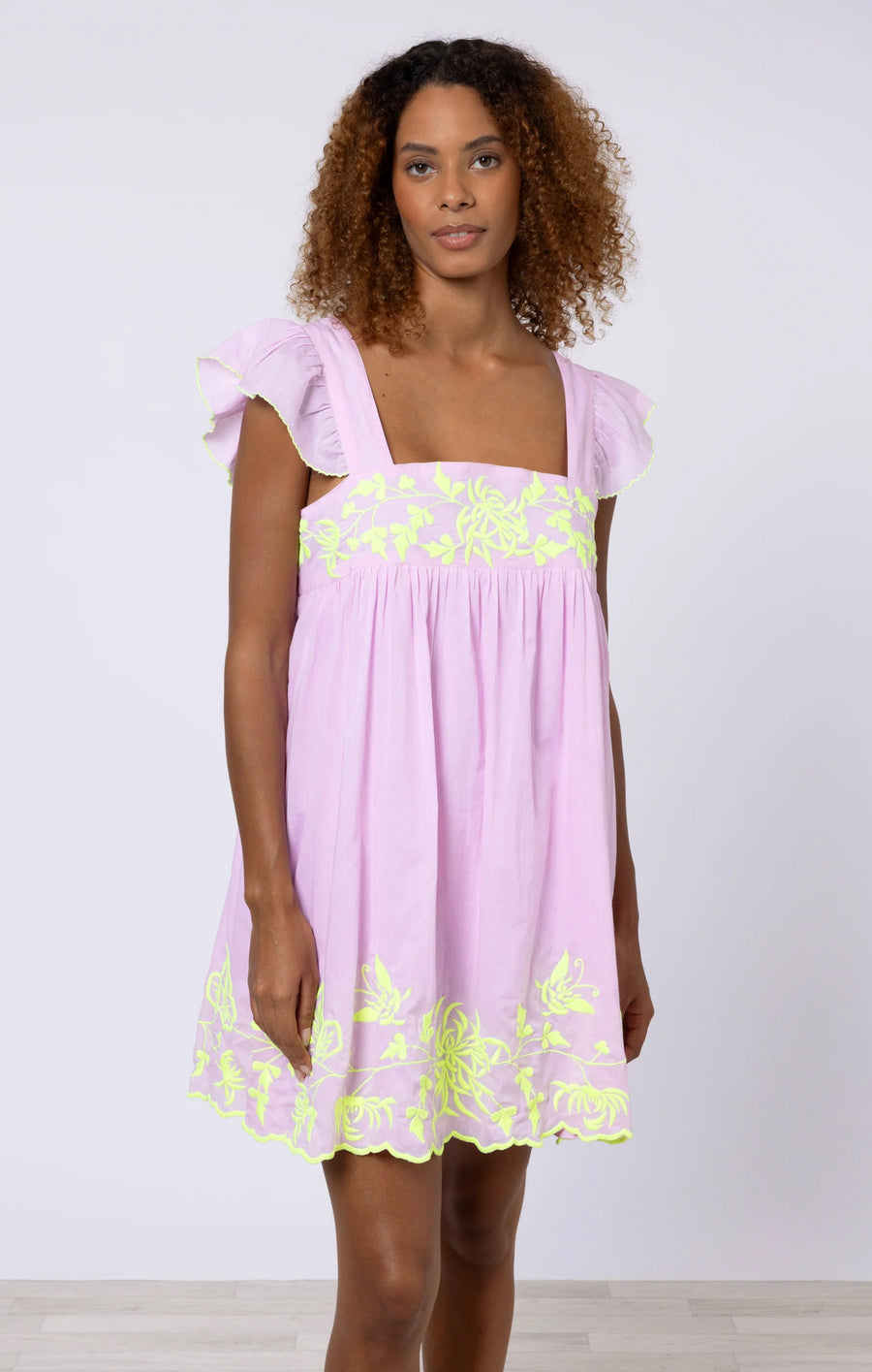 Babydoll Dress W/ Butterfly Embroidery