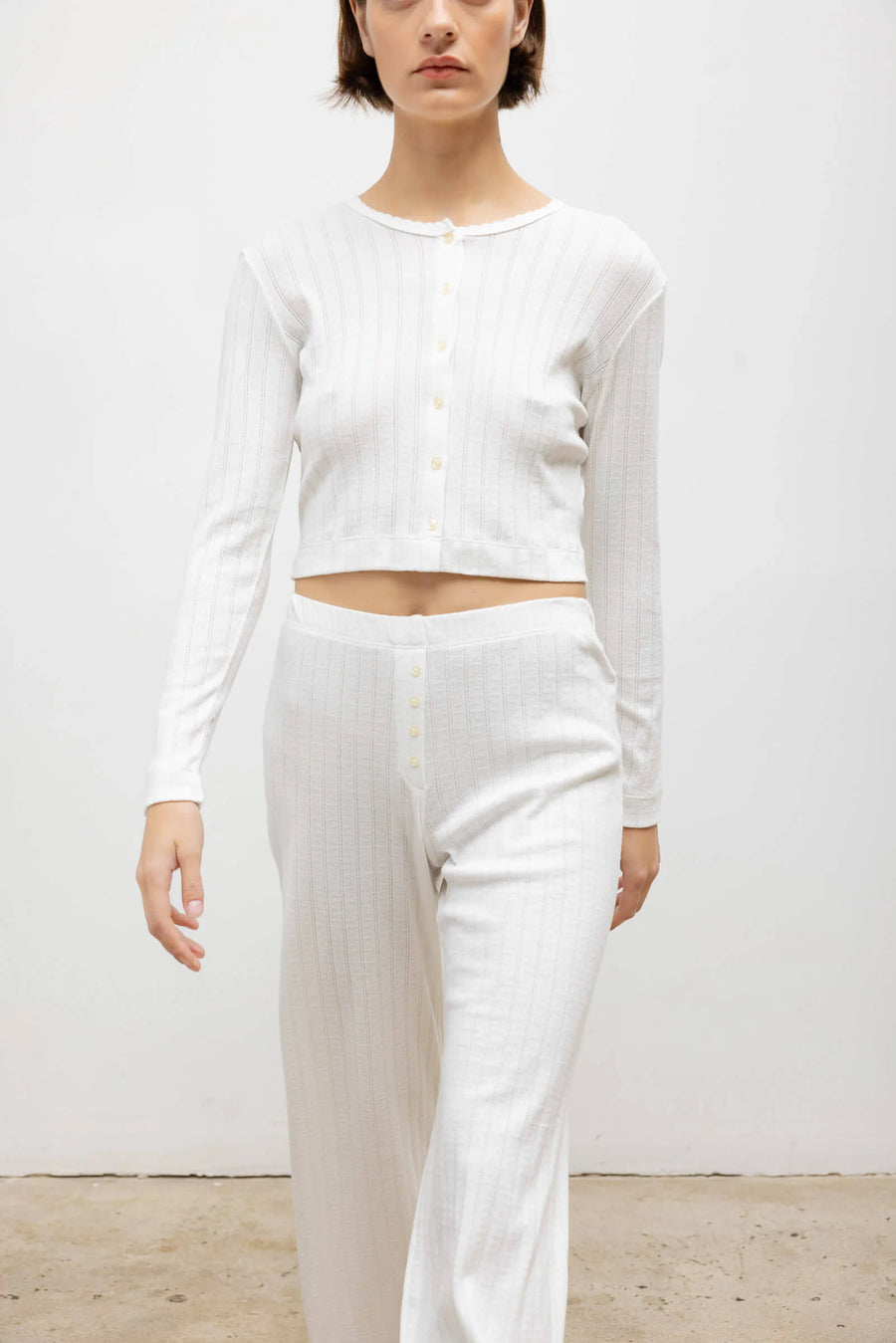 Pointelle Crop Cardigan