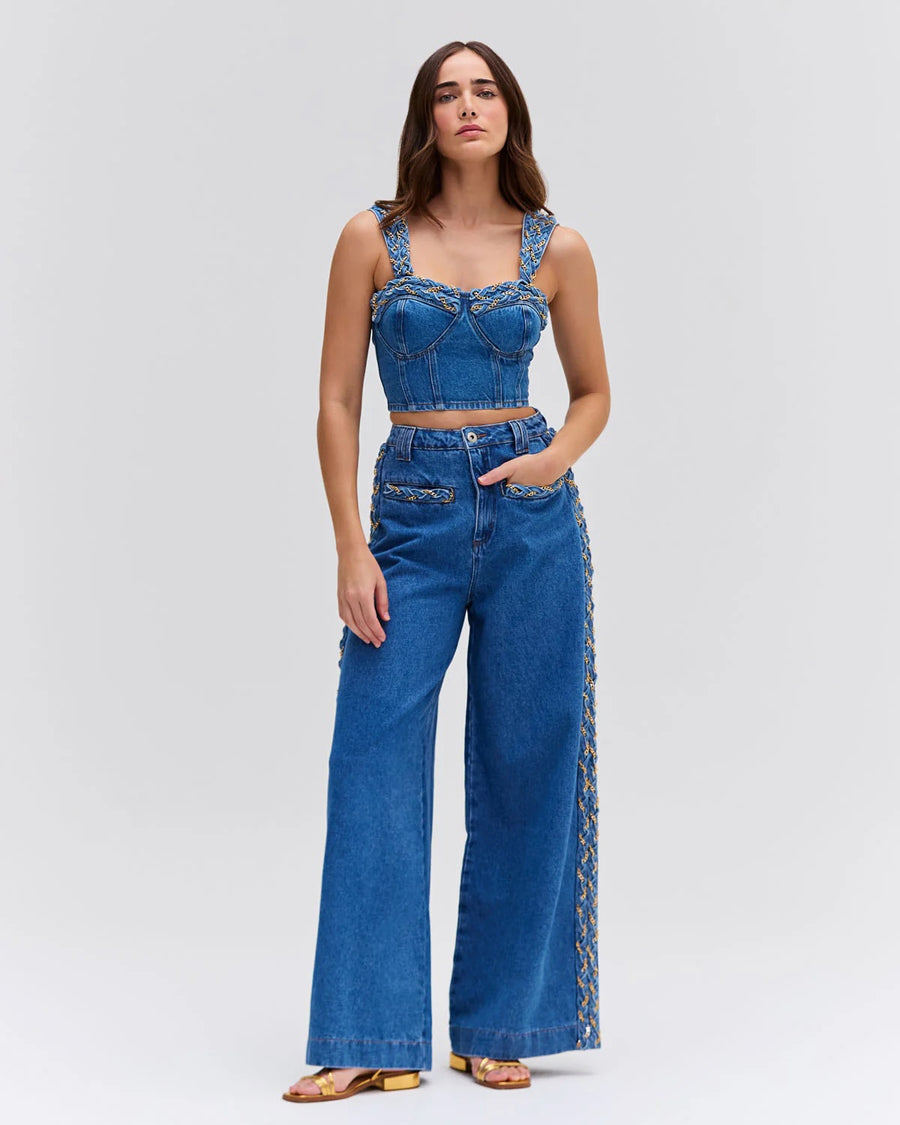 Braided Wide Leg Pant