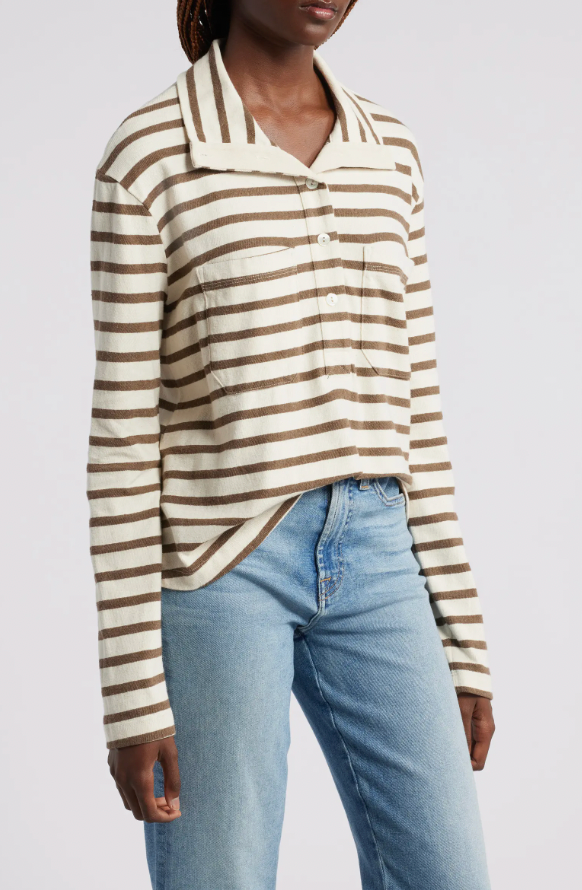 Caroline Striped Mockneck