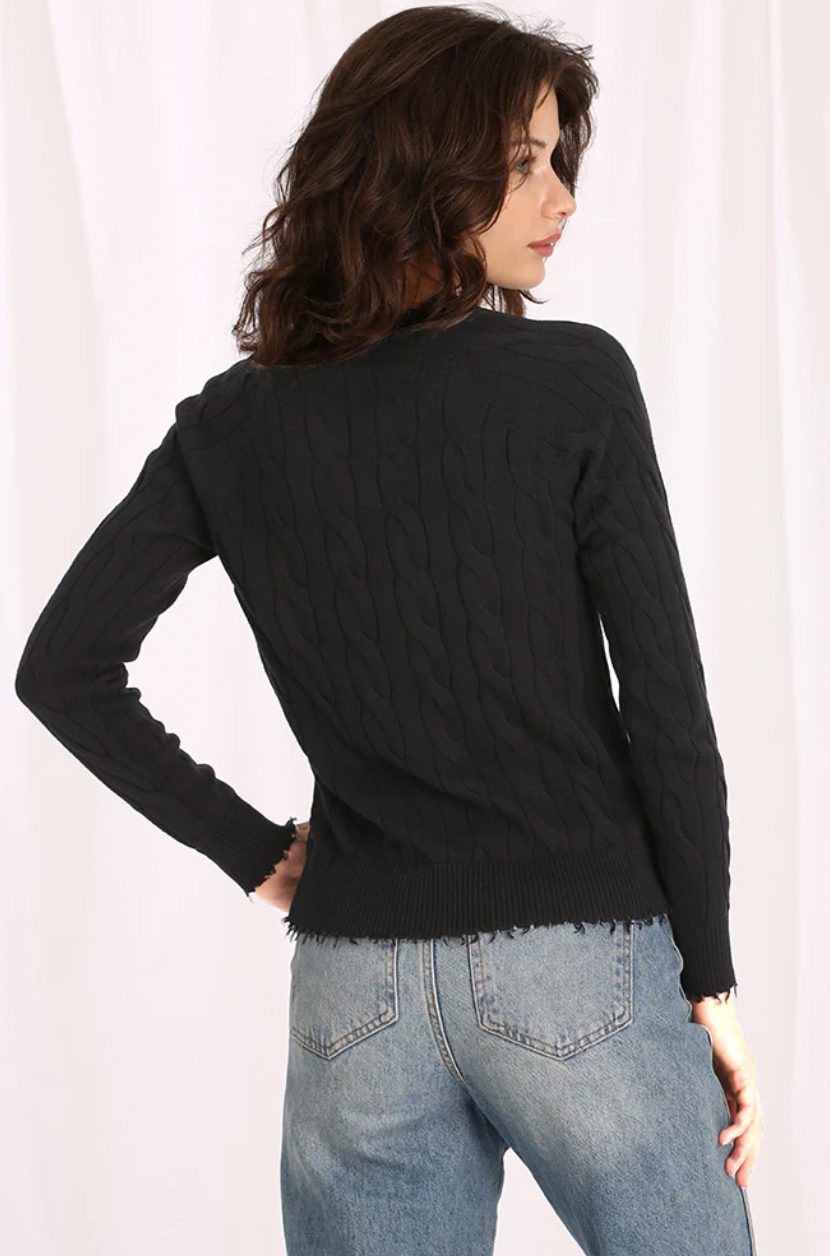 Frayed Cable V-Neck