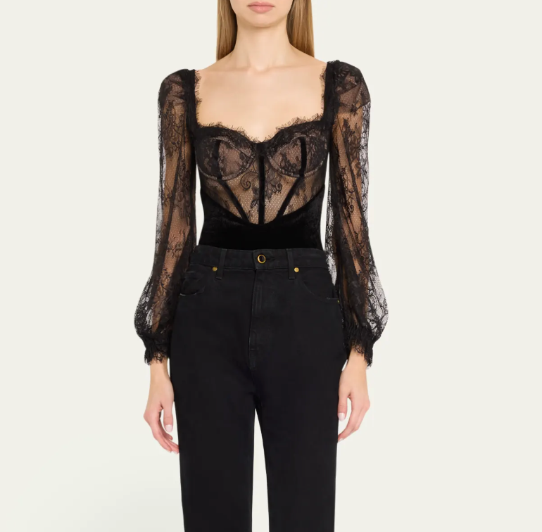 Lace and Velvet Bodysuit