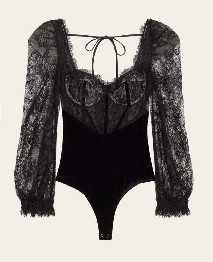 Lace and Velvet Bodysuit