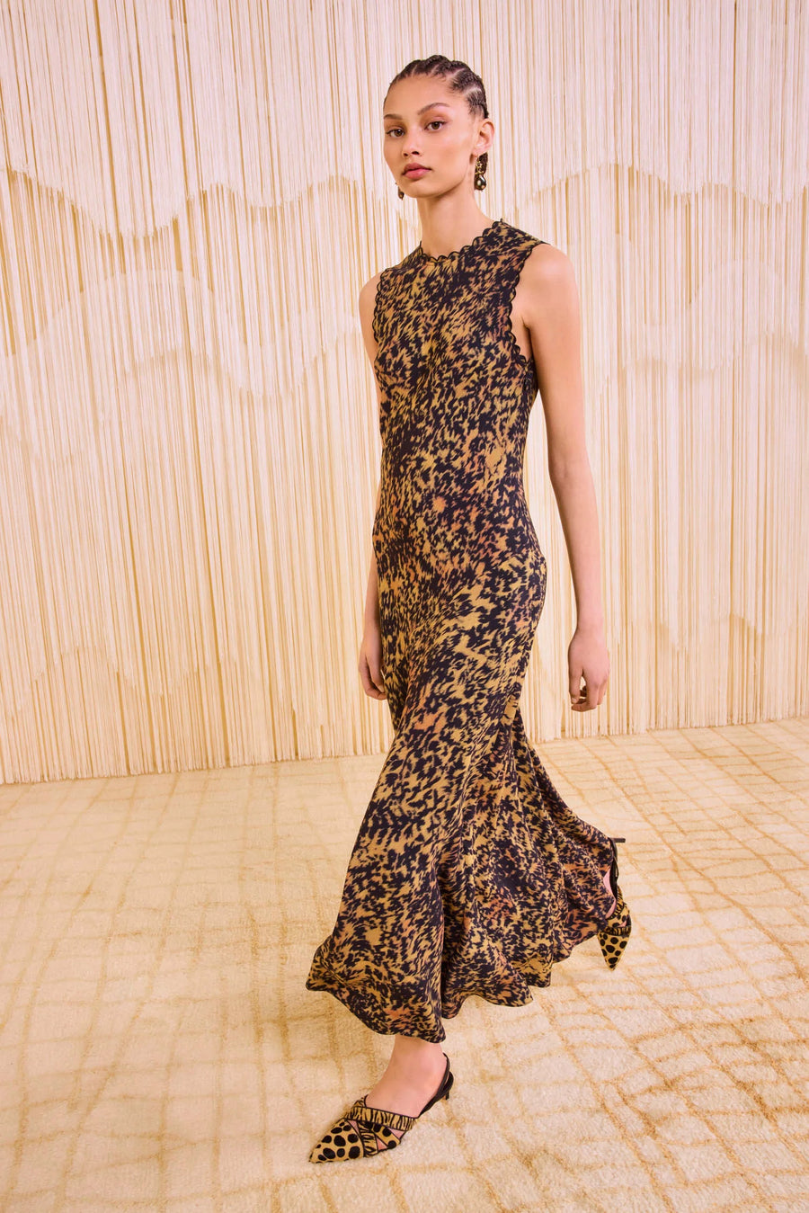 clea brown dress NIA Clea Sleeveless Drop-Waist Maxi Dress