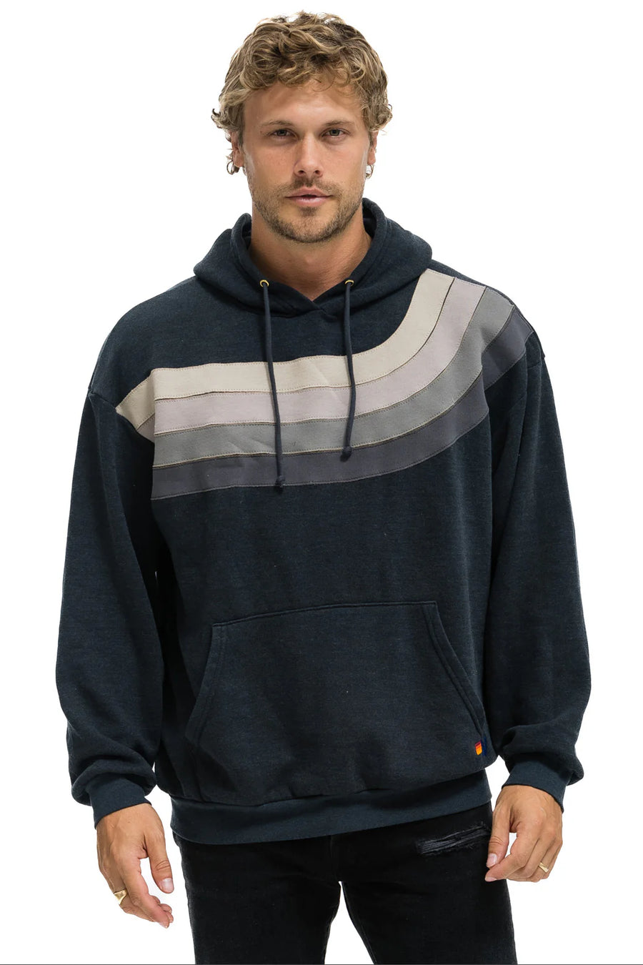 Wave Stripe 4 Pullover Hoodie Relaxed