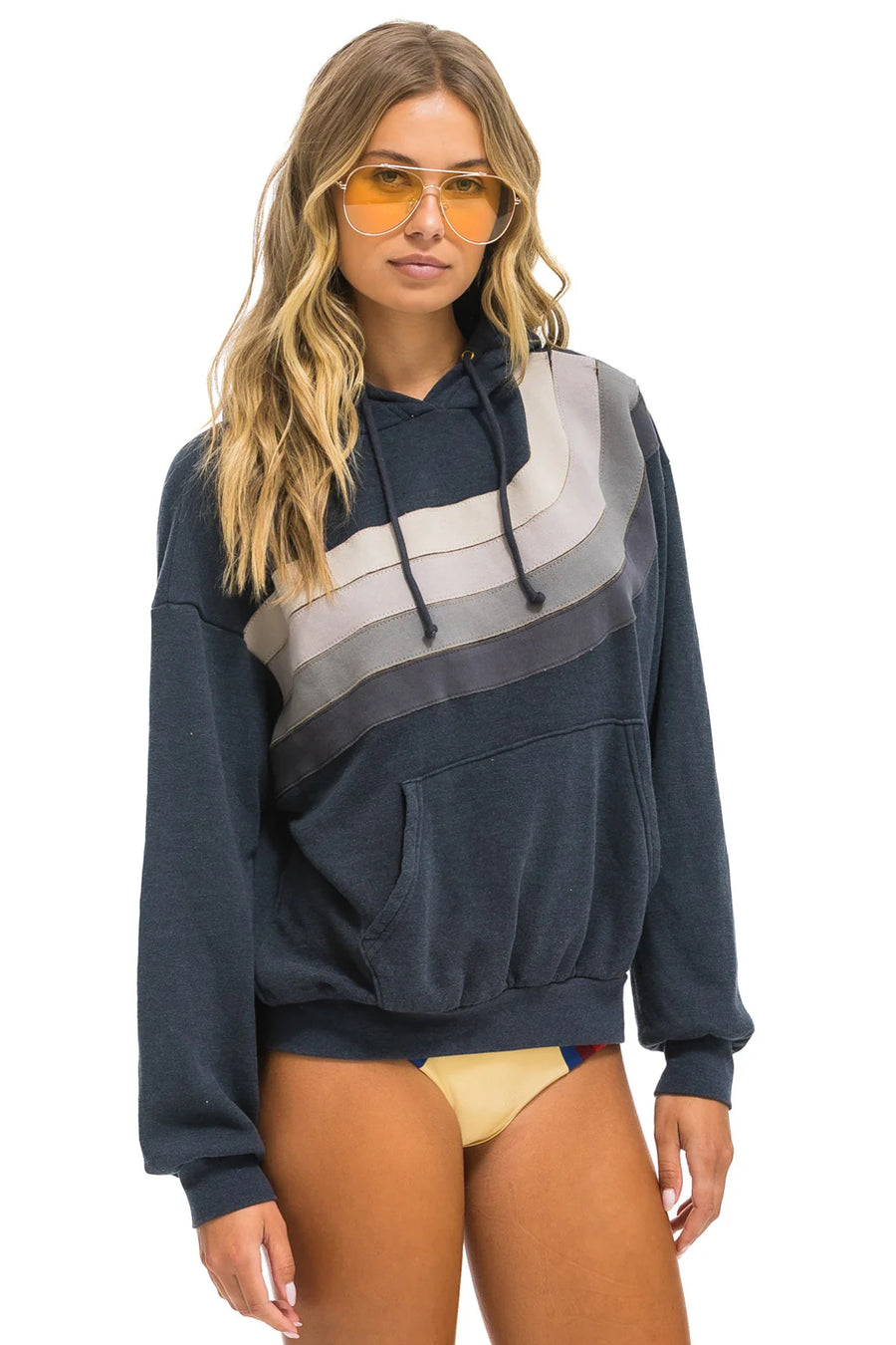 Wave Stripe 4 Pullover Hoodie Relaxed