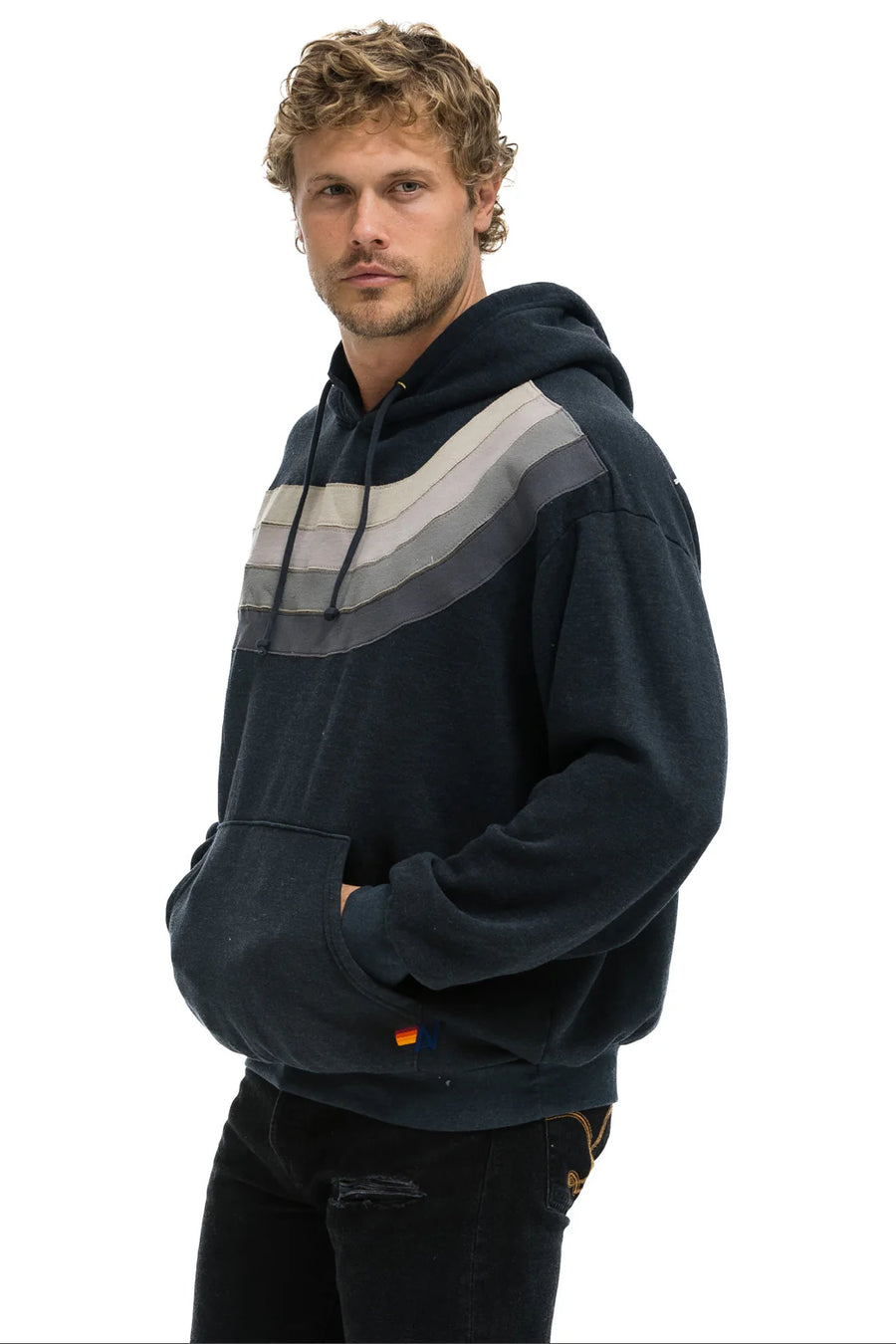 Wave Stripe 4 Pullover Hoodie Relaxed