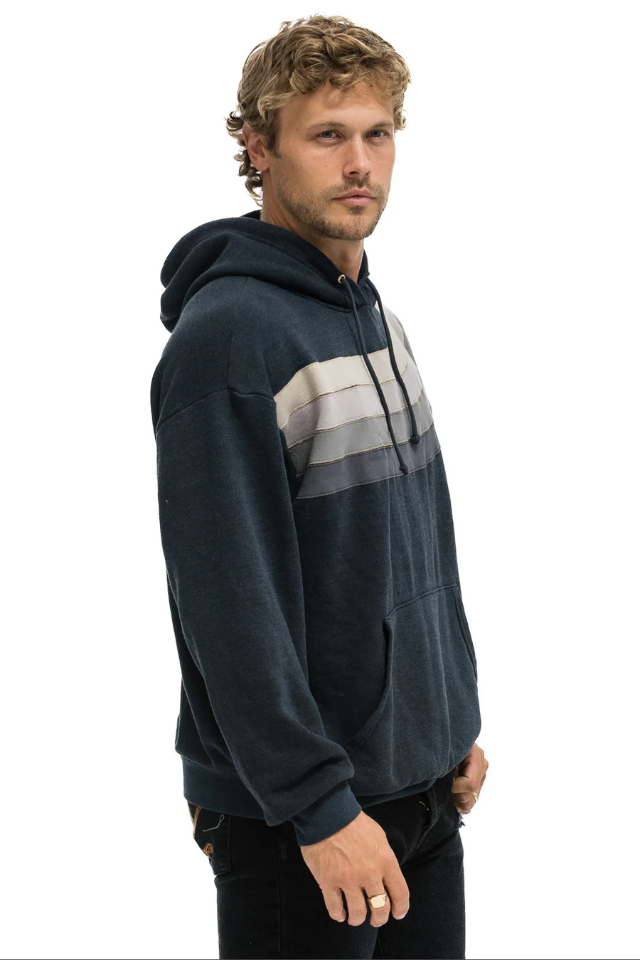 Wave Stripe 4 Pullover Hoodie Relaxed