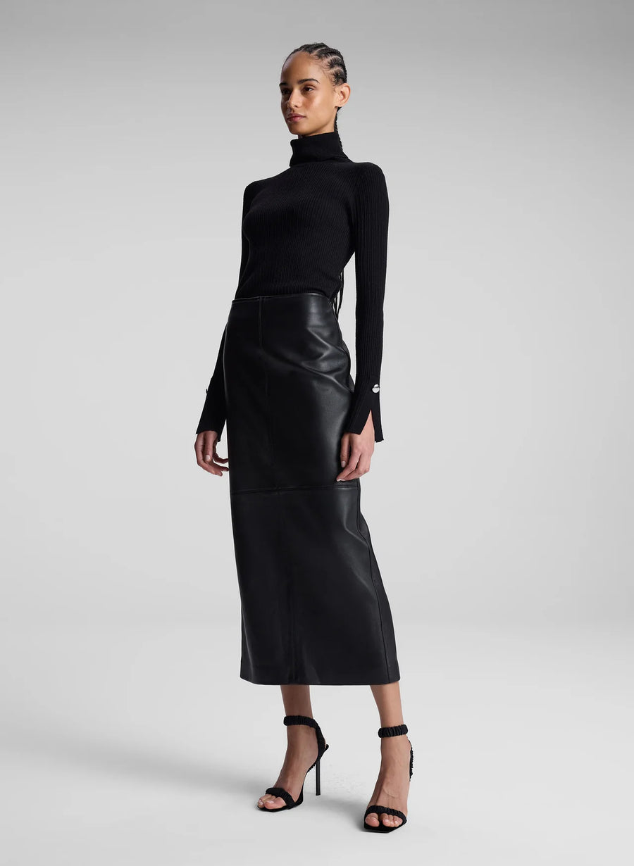 Marta Leather Midi Skirt