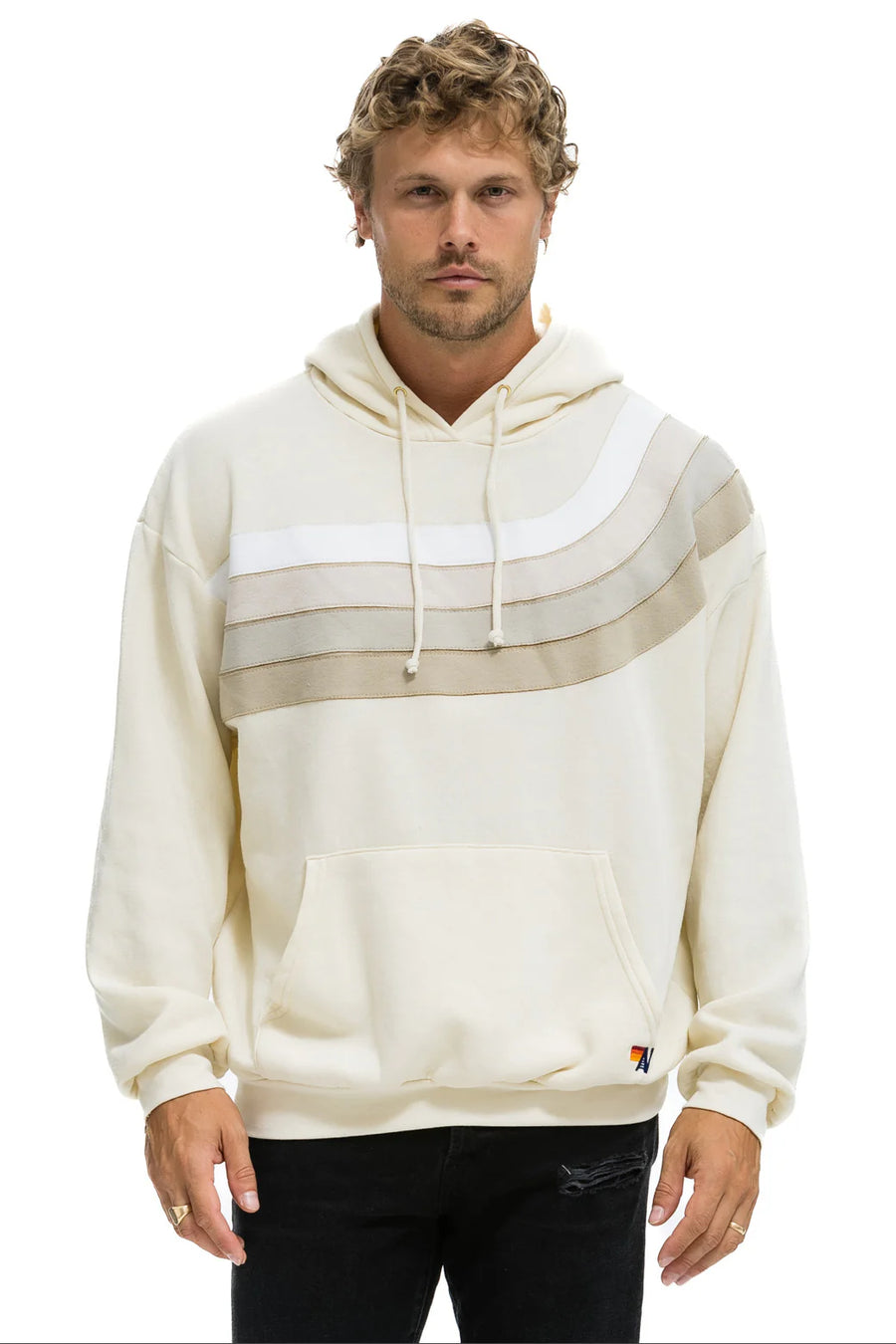 Wave Stripe 4 Pullover Hoodie Relaxed