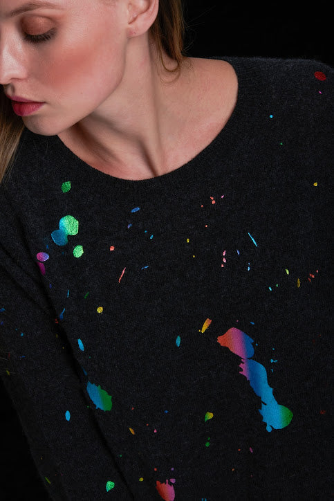 Rainbow Foil Sweater Brodie Cashmere