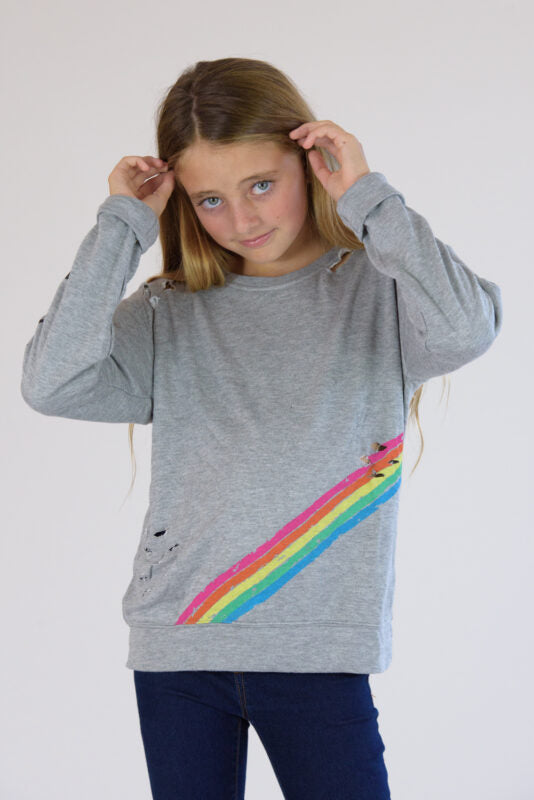 Rainbow One Love Sweatshirt Flowers by Zoe