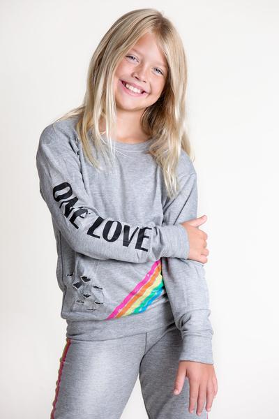 Rainbow One Love Sweatshirt Flowers by Zoe