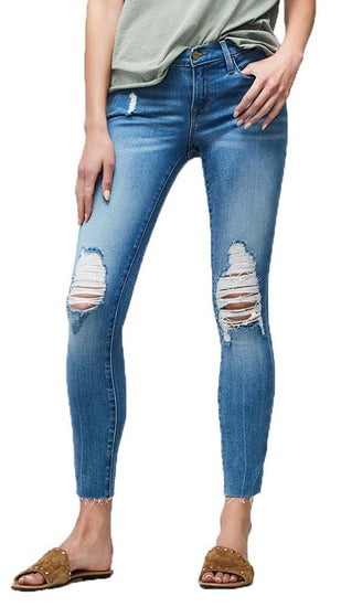 Frame Le Skinny De Jeanne Crop Ankle Slit Jeans in Blanc - Meghan