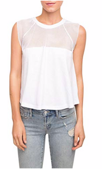 Celine Mineral Washed Mesh Contrast Cotton Top