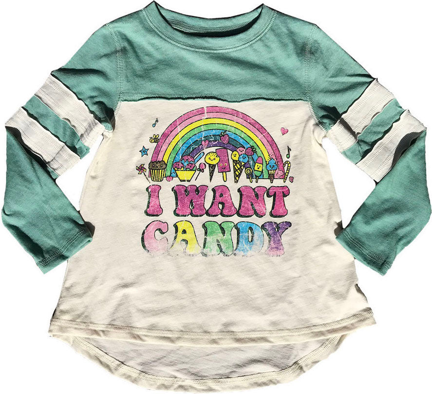 I Want Candy Varsity Long Sleeve Rowdy Sprout